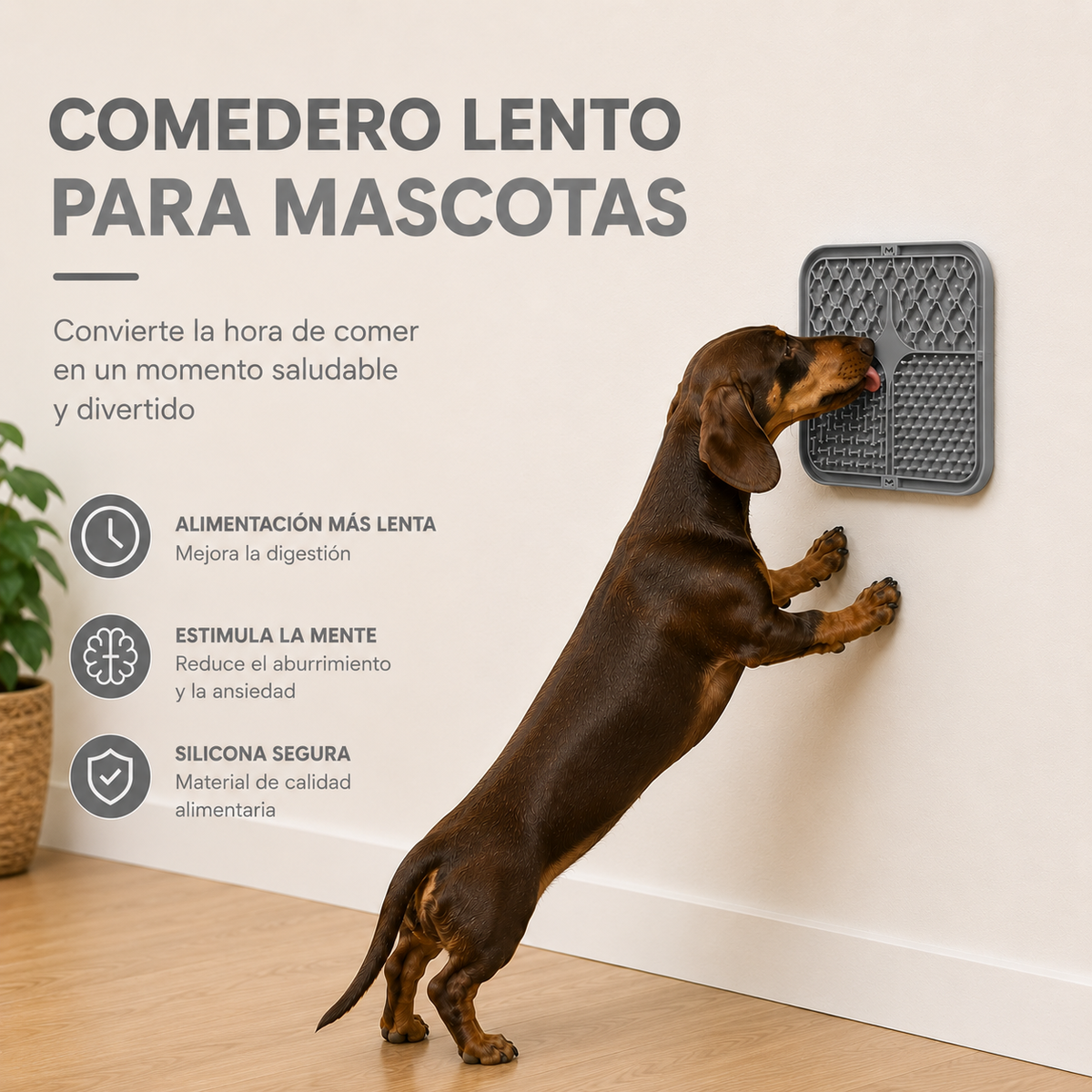 Comedero Lento de Silicona con Ventosas