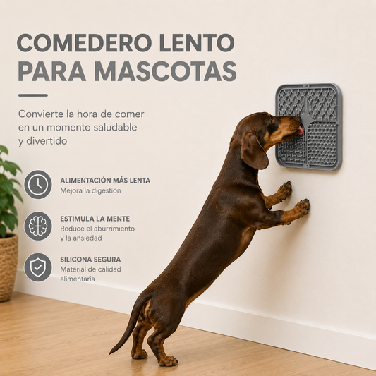 Comedero Lento de Silicona con Ventosas