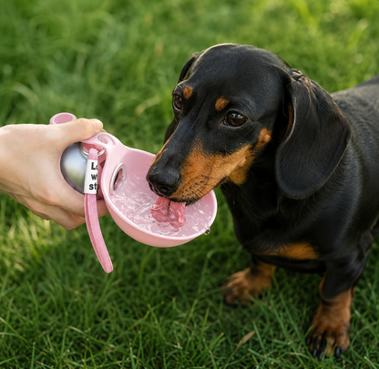 Botella portátil con bebedero para mascotas